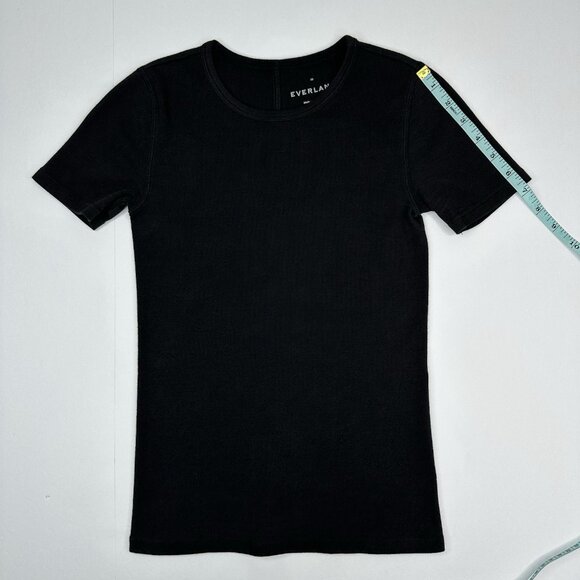 Everlane‎ Women's Black The Ribbed Supima Cotton Crew Neck Tee XS/C26 - Picture 11 of 12